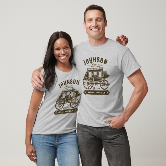 Personlig NAMN Gamla Westerna stagecoach Carriage T Shirt (Unisex)