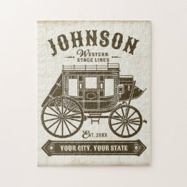 Personlig NAMN Gammal Western Stagecoach Vagn Pussel