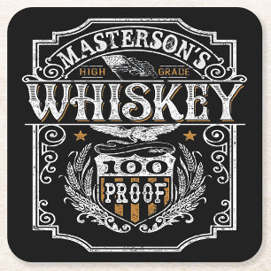 Personlig NAMN Gammala västern Whiskey Brewery Pu Underlägg Papper Kvadrat