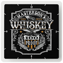 Personlig NAMN Gammala västern Whiskey Brewery Pub Fyrkantig Klocka