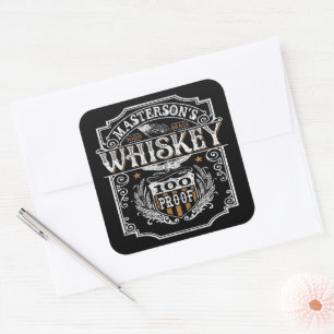 Personlig NAMN Gammala västern Whiskey Brewery Pub Fyrkantigt Klistermärke
