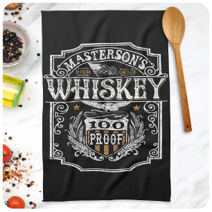Personlig NAMN Gammala västern Whiskey Brewery Pub Kökshandduk