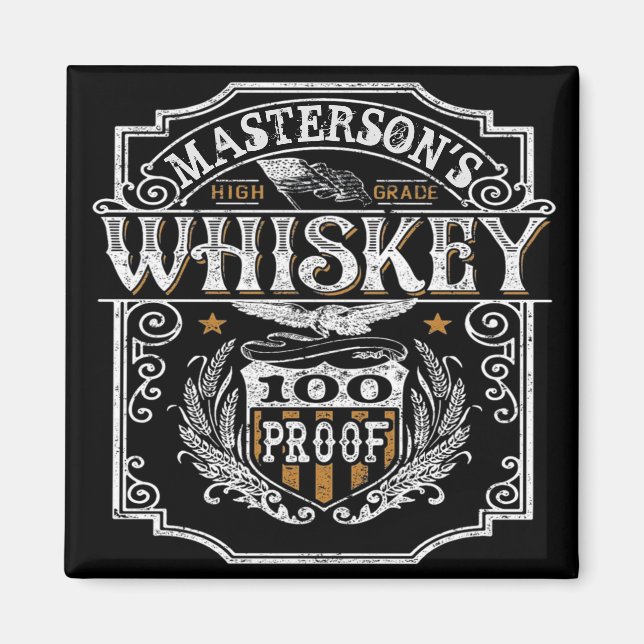 Personlig NAMN Gammala västern Whiskey Brewery Pub Magnet (Framsidan)