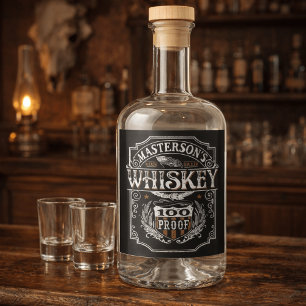 Personlig NAMN Gammala västern Whiskey Brewery Pub Spritflaskor Etikett