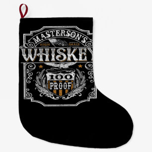 Personlig NAMN Gammala västern Whiskey Brewery Pub Stor Julstrumpa
