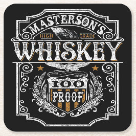 Personlig NAMN Gammala västern Whiskey Brewery Pub Underlägg Papper Kvadrat
