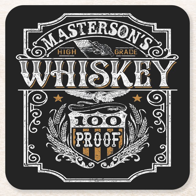 Personlig NAMN Gammala västern Whiskey Brewery Pub Underlägg Papper Kvadrat (Skapare uppladdad)