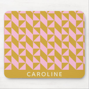 Personlig Namn Geometric Modern Rosa Gult Musmatta