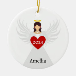 Personlig Namn Gift-Eleganten  Angel Red Julgransprydnad Keramik