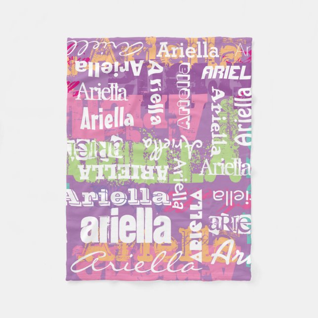Personlig Namn Girls Blanket Fleecefilt (Framsidan)