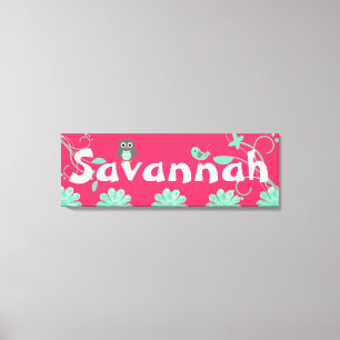Personlig Namn Girls Wrapped Canvas Shock rosa