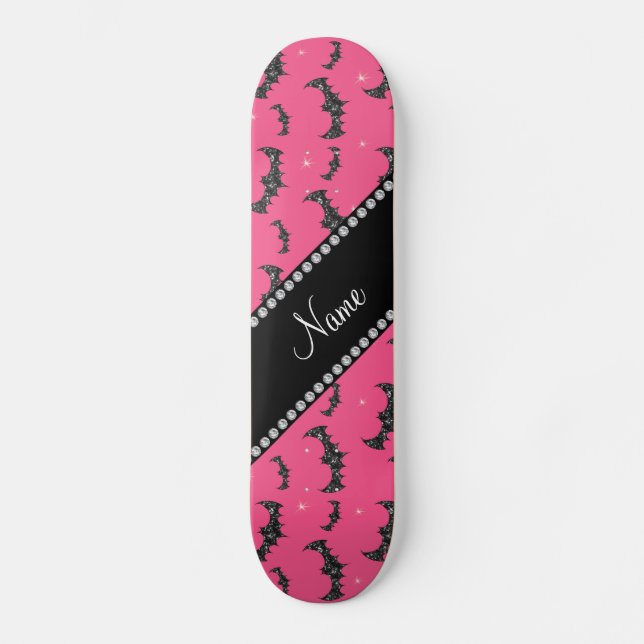 Personlig namn glitter fladdermöss mini skateboard bräda 18,5 cm (Framsida)