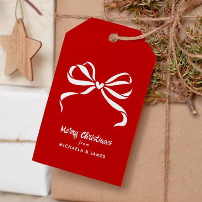 Personlig Namn God jul Bow Presentetikett (Skapare uppladdad)