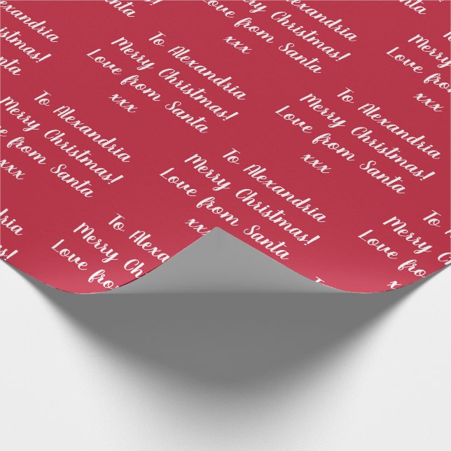 Personlig Namn God jul från Santa Red Presentpapper (Hörn)