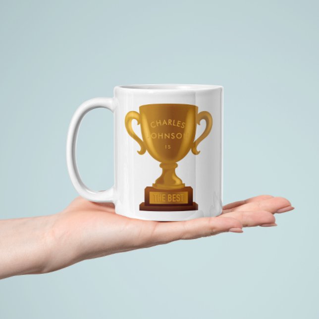 Personlig Namn Golden Trophy Kaffemugg (Personalized golden trophy mug for The Best)