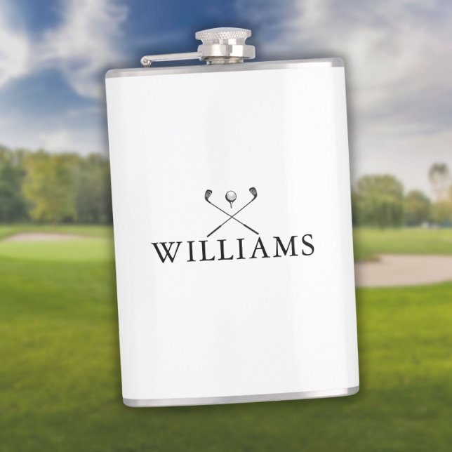 Personlig Namn Golf-Klubbar Fickplunta (Personalized Name Golf Clubs Flask)