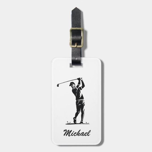 Personlig Namn Golf Player Golfer Golfing Bagagebricka (Vertikal Framsida)