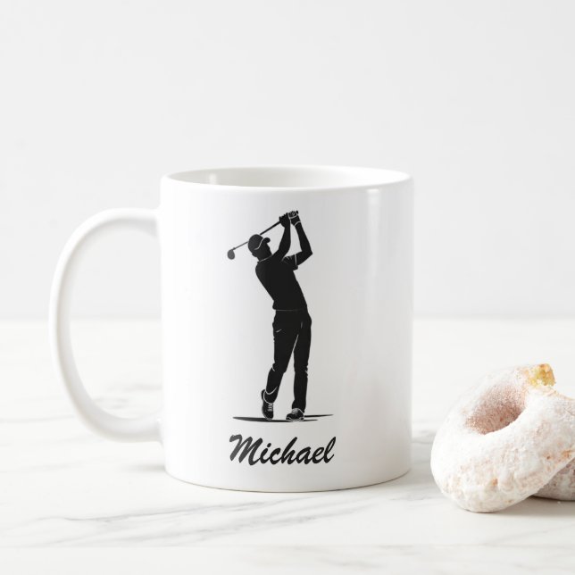 Personlig Namn Golf Player Golfer Golfing Kaffemugg (Med munk)