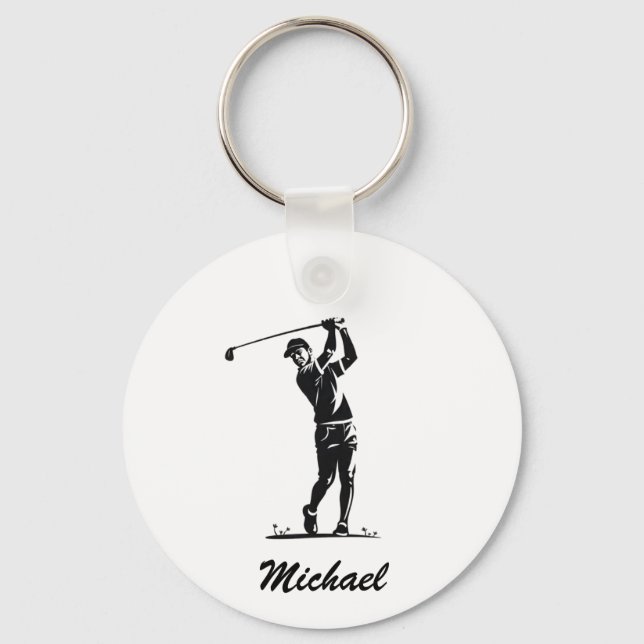 Personlig Namn Golf Player Golfer Golfing Nyckelring (Framsida)