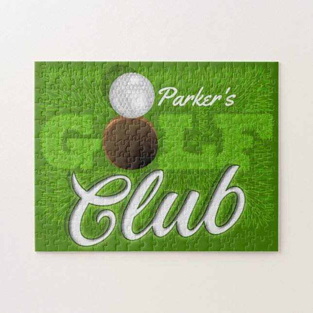 Personlig NAMN Golfare Grön Golfbana Klubb Pussel (Horisontell)