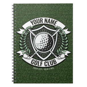 Personlig NAMN Golfer Golf Klubb Turf Clubhouse Anteckningsbok