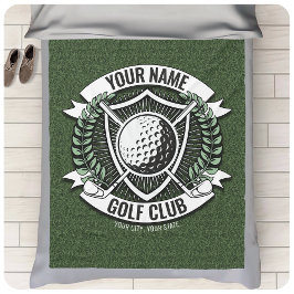 Personlig NAMN Golfer Golf Klubb Turf Clubhouse Fleecefilt