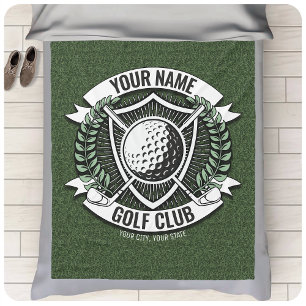 Personlig NAMN Golfer Golf Klubb Turf Clubhouse Fleecefilt