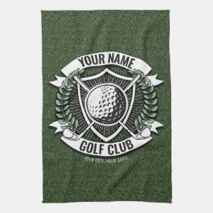 Personlig NAMN Golfer Golf Klubb Turf Clubhouse Kökshandduk