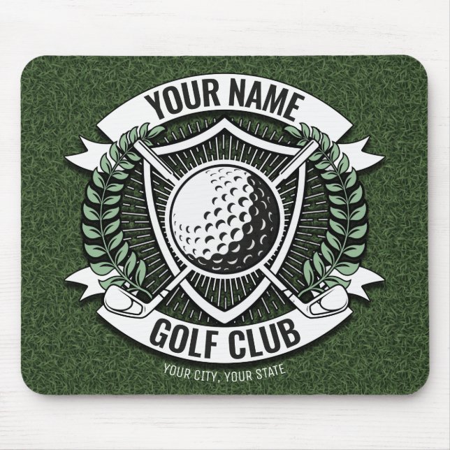 Personlig NAMN Golfer Golf Klubb Turf Clubhouse Musmatta (Framsidan)