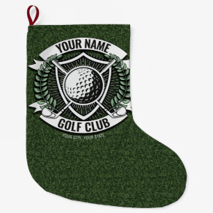 Personlig NAMN Golfer Golf Klubb Turf Clubhouse Stor Julstrumpa