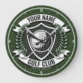 Personlig NAMN Golfer Golf Klubb Turf Clubhouse Stor Klocka