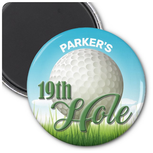 Personlig NAMN Golfer Golf Pro Boll 19:e Hål Magnet (Skapare uppladdad)