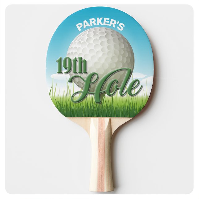 Personlig NAMN Golfer Golf Pro Boll 19:e Hål Pingisracket (Skapare uppladdad)