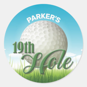 Personlig NAMN Golfer Golf Pro Boll 19:e Hål Runt Klistermärke