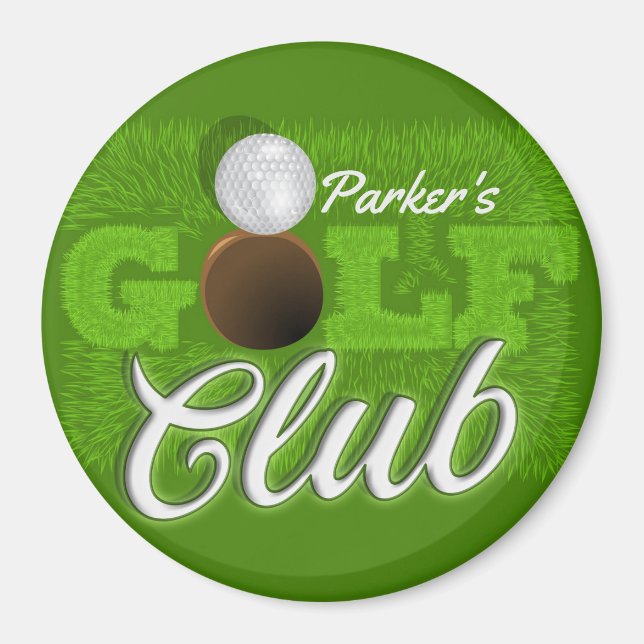 Personlig NAMN Golfer Grönt Golf Course Klubb Magnet (Framsidan)