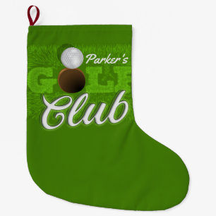 Personlig NAMN Golfer Grönt Golf Course Klubb Stor Julstrumpa