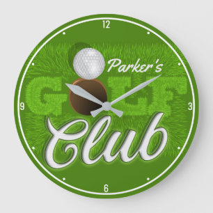 Personlig NAMN Golfer Grönt Golf Course Klubb Stor Klocka