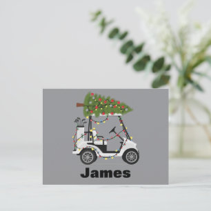 Personlig Namn Golfer jul jul Golf Cart Julafton Helg Vykort