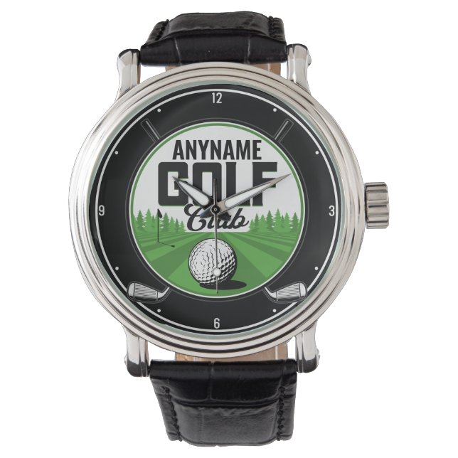 Personlig NAMN Golfing Pro Golf Klubb Player Armbandsur (Framsida)