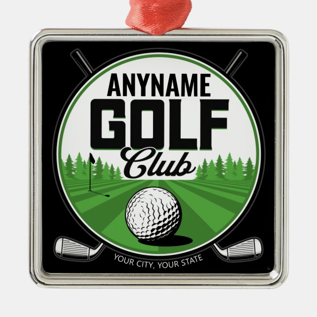 Personlig NAMN Golfing Pro Golf Klubb Player Julgransprydnad Metall (Framsidan)