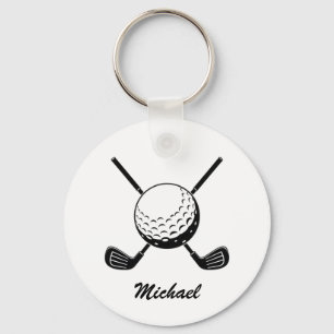 Personlig Namn Golfstick boll Golfer Golfing Nyckelring