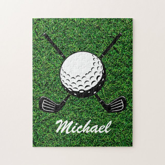 Personlig Namn Golfstick boll Golfer Golfing Pussel (Vertikal)
