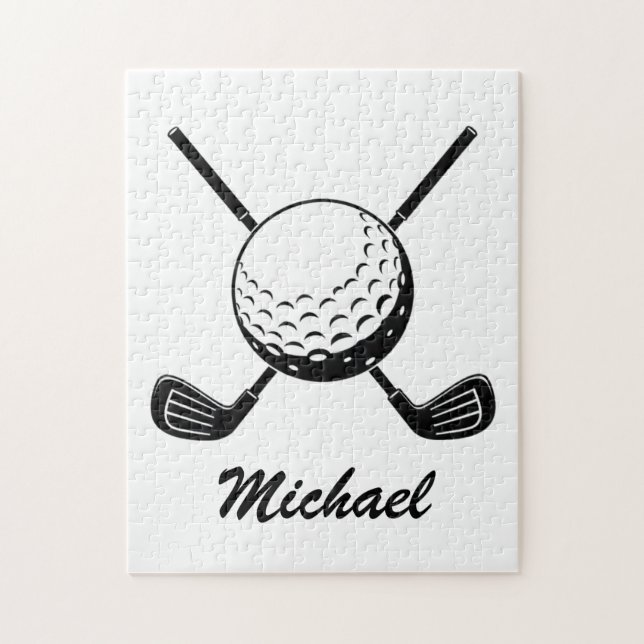 Personlig Namn Golfstick boll Golfer Golfing Pussel (Vertikal)