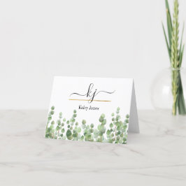 Personlig Namn Greenery | Från skrivbordet Tack Kort