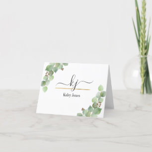 Personlig Namn Greenery från Thas skrivbord Tack Kort