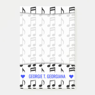 Personlig Namn; Grid of Musik noter Notes Post-it Block