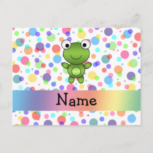 Personlig namn groda regnbåge polka dots vykort