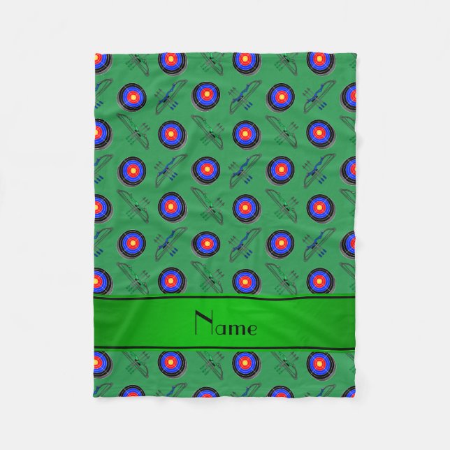 Personlig namn grönt-arkejeri fleecefilt (Framsidan)