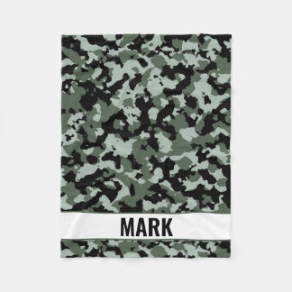 Personlig Namn Grönt Camouflage Mönster Fleecefilt