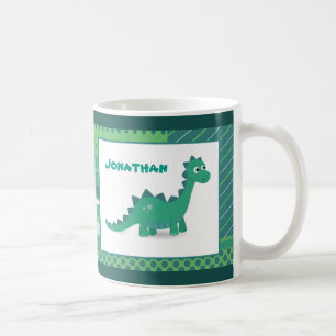 Personlig namn grönt dinosaurier kaffemugg